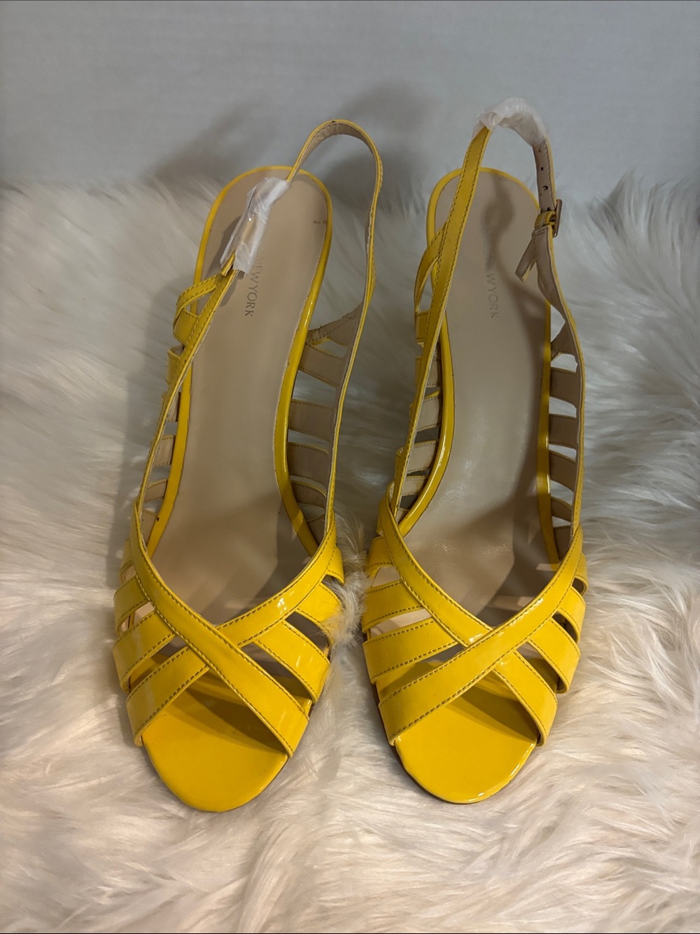 Jones New York Bright Yellow Strappy Slingback Sandals